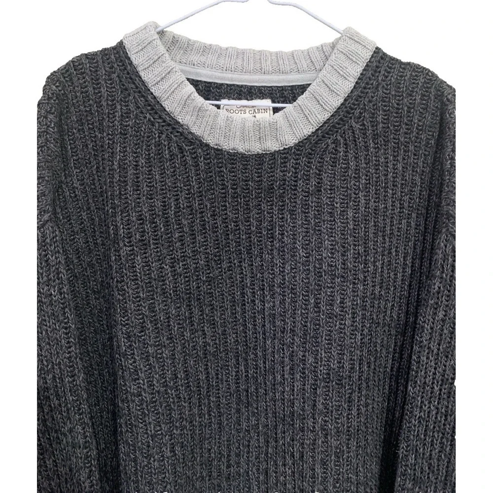 Genuine Roots Cabin Pullover Knit Sweater Women's L Grey Soft Warm Cozy - Picture 3 of 16